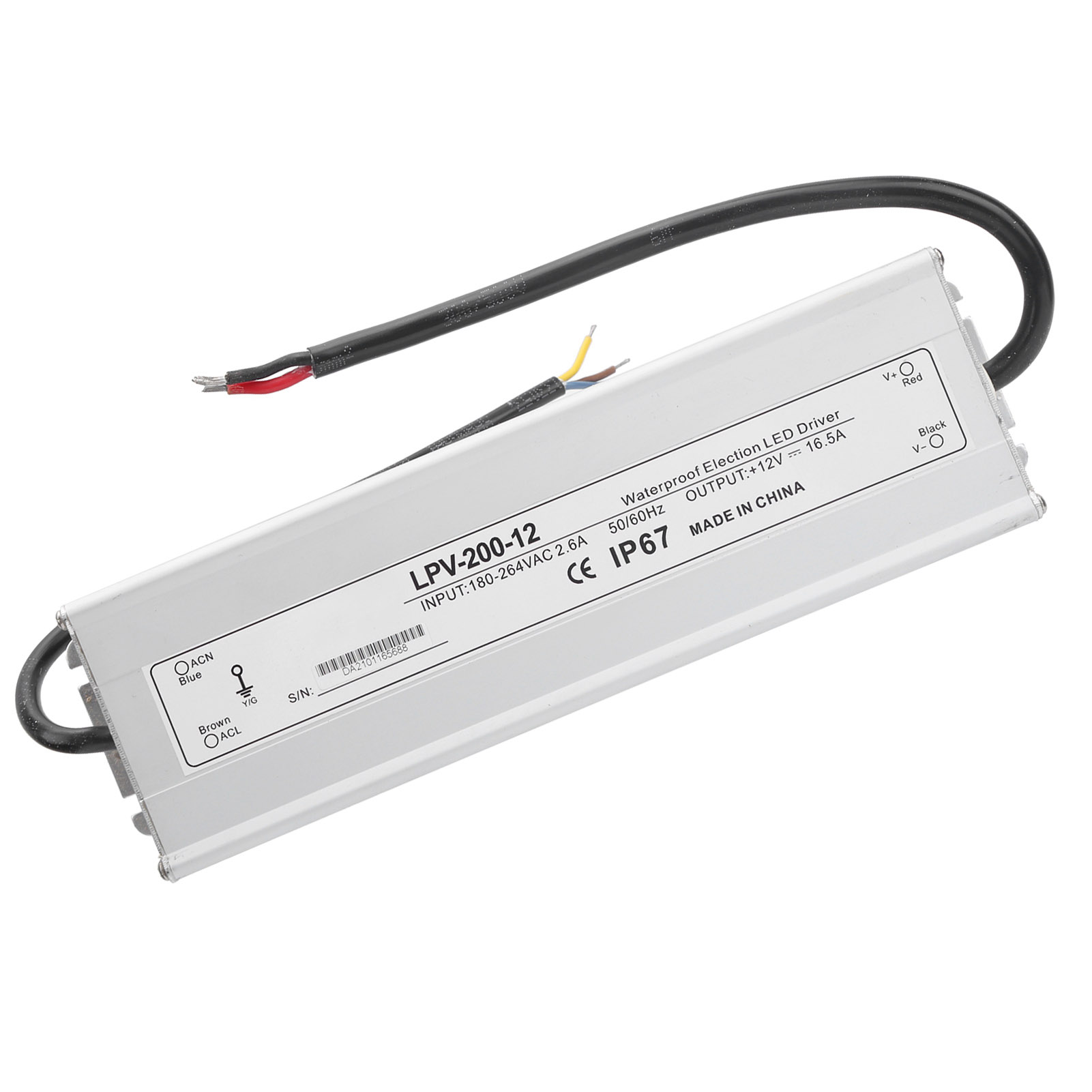 Berm Wasserdichtes Netzteil Für Led-beleuchtungsindustrie-treibergeräte Dc12v 200w Lpv‑200‑12