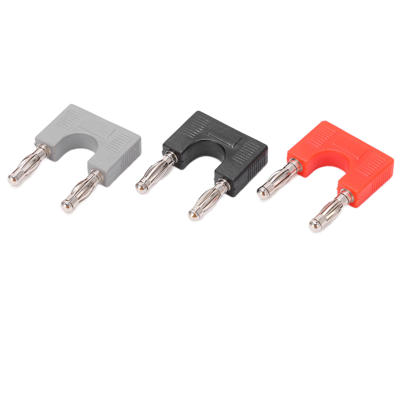 1 Set U38 4mm Bananenstecker, Kupfervernickelt, Zweireihig, Rot, Schwarz, Grau, Bananensteckerpaar