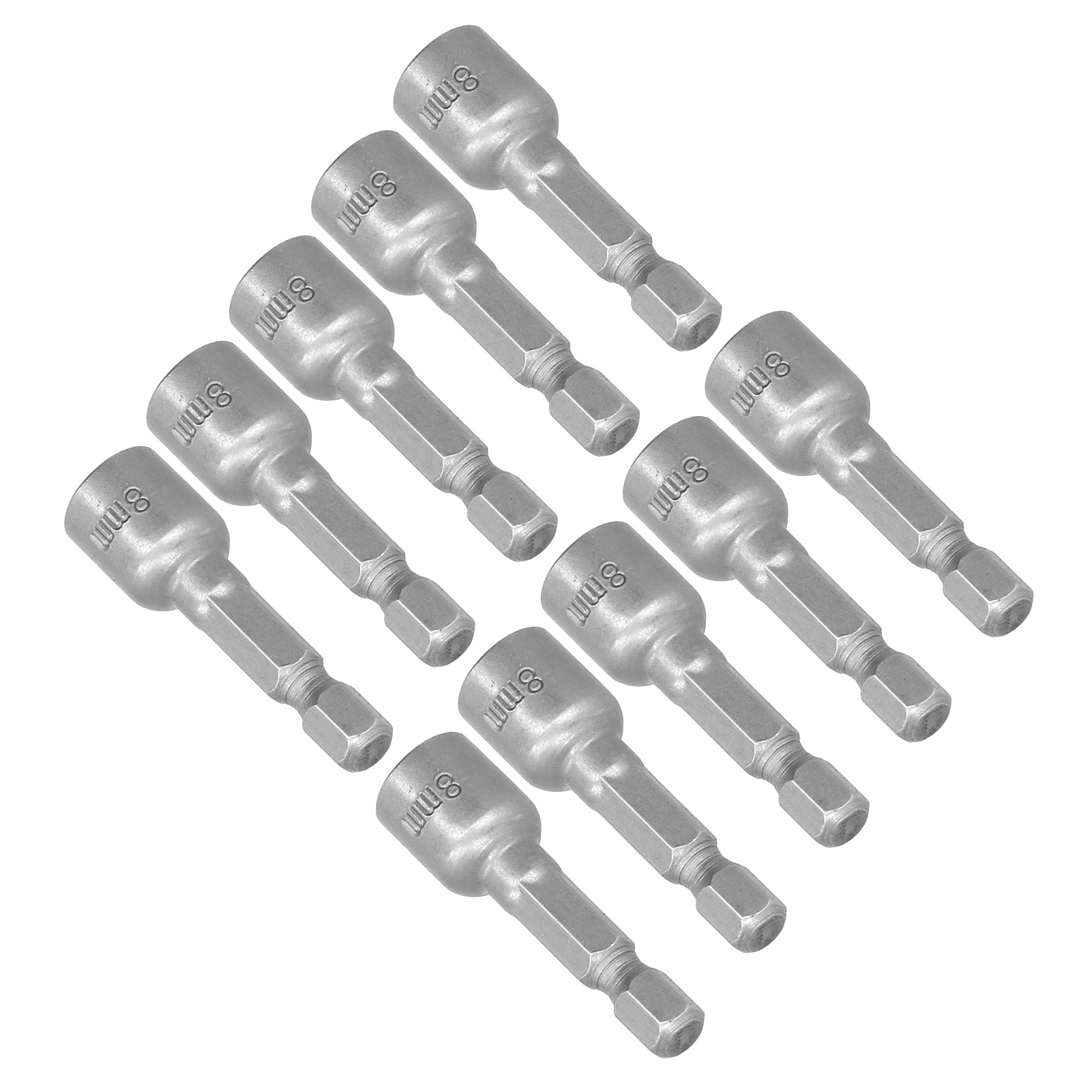 10 Stück Sechskant-steckschlüssel-bit Aus Chrom-vanadium-stahl Mit Starker Magnetisierung Für Elektrische Bohrmaschinen, 45 X 8 Mm