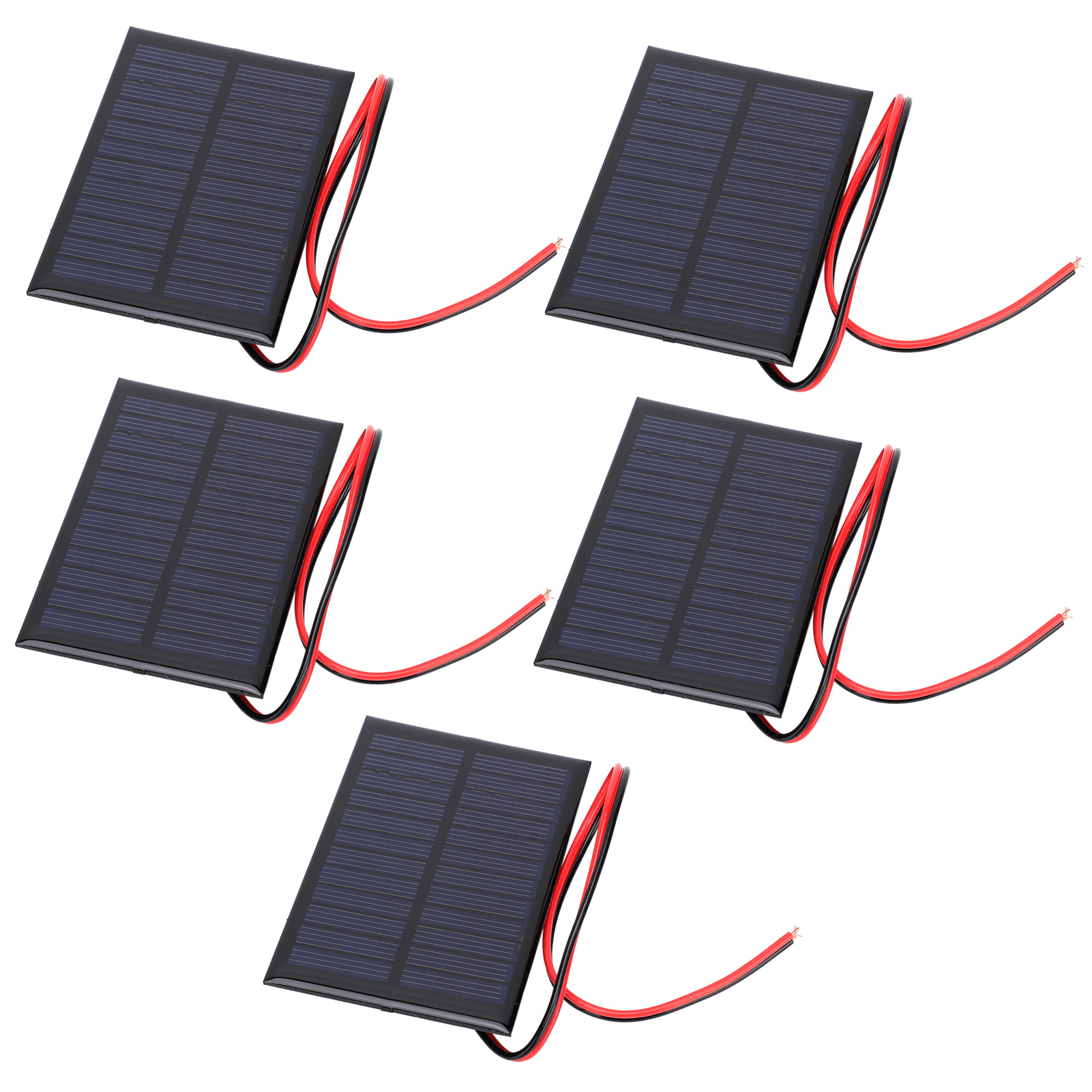 5 Stück Mini-solarpanel-epoxidharz-zellenplatinen-leistungsmodul 30 Cm, Rote Und Schwarze Leitung, 6 V, 0,6 W