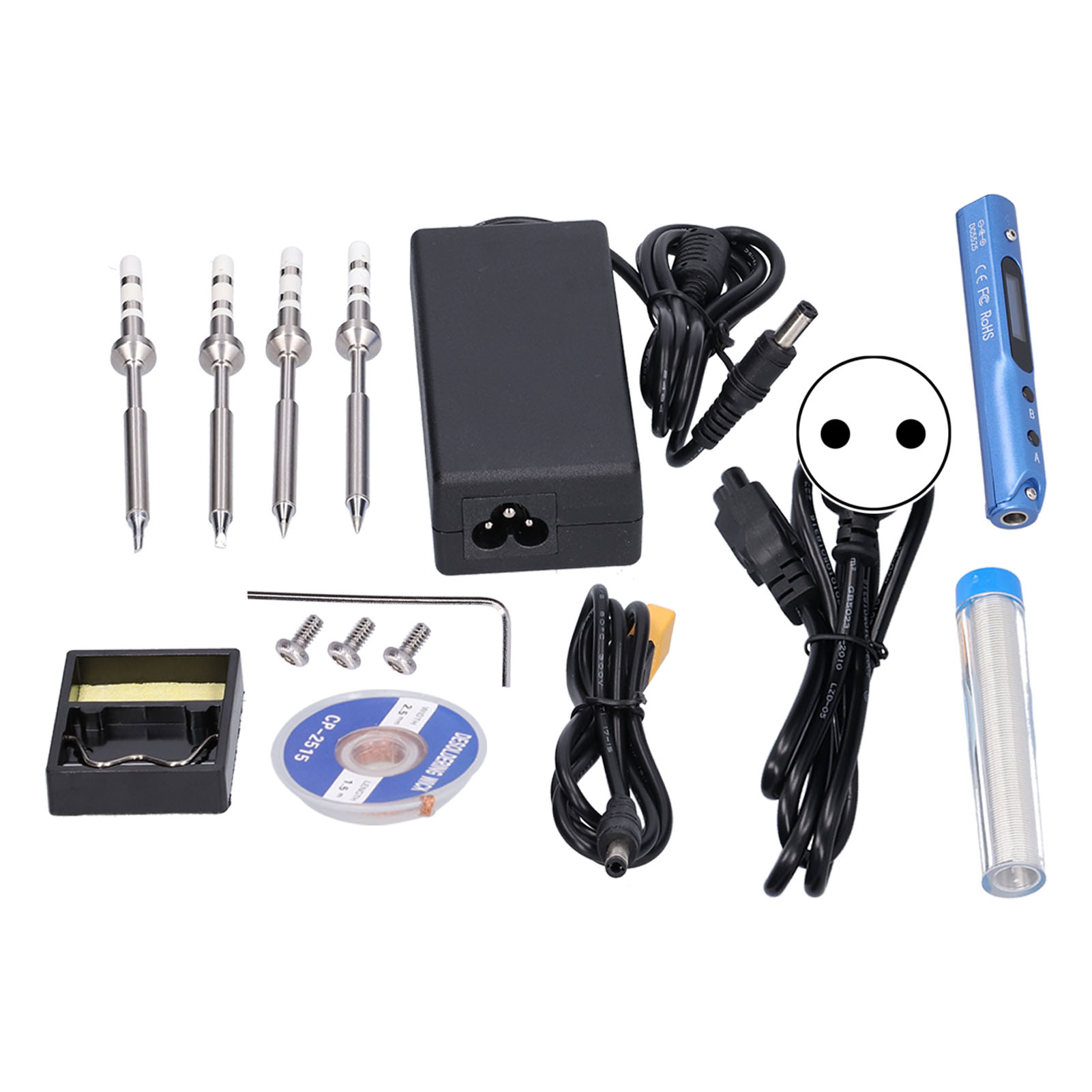 Tragbares Lötkolben-set Aus Edelstahl Mit Zubehör Für Elektrisches Schweißen, Inklusive Spitzen, 100–240 V, Sq-001eu-stecker