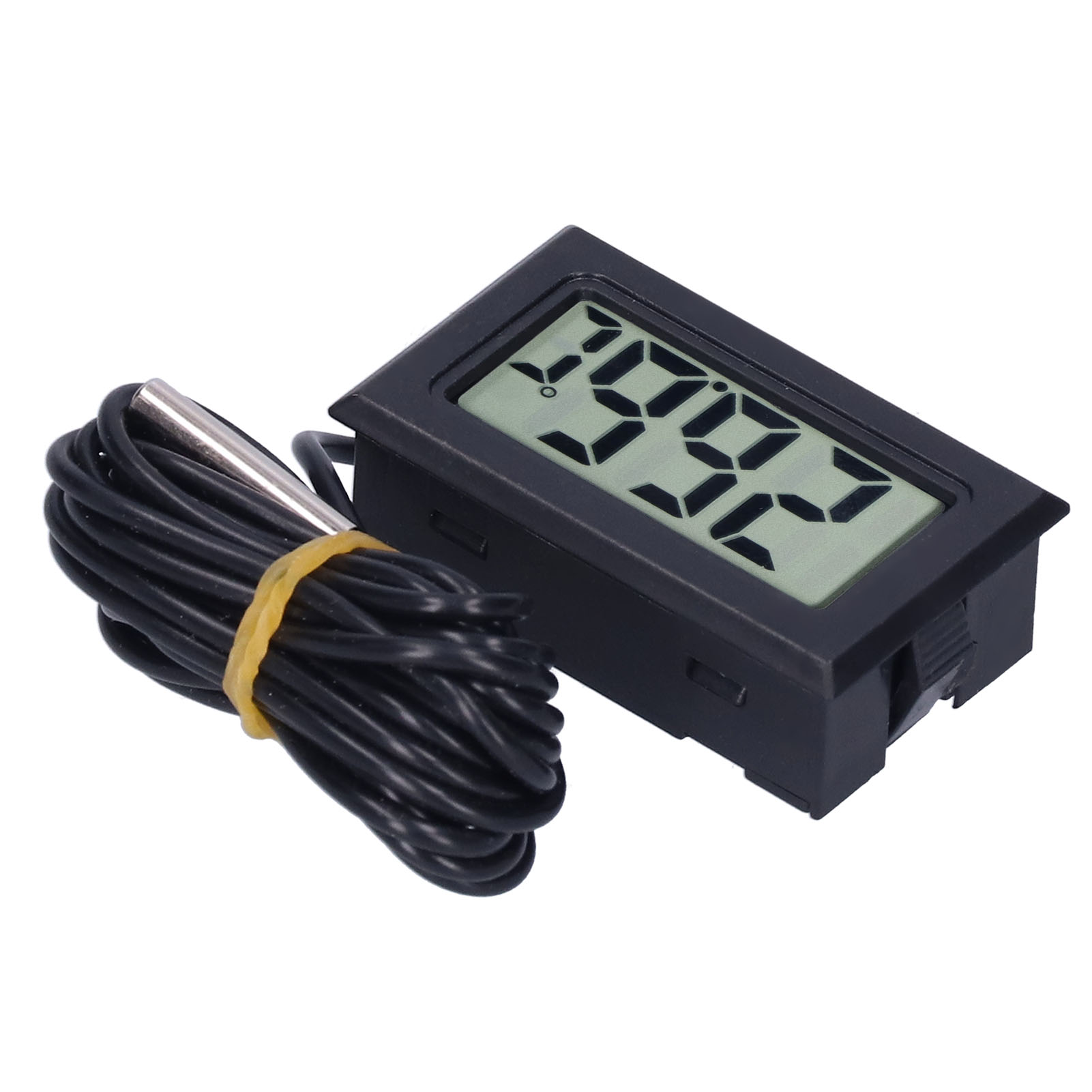 Digitales Mini-lcd-thermometer Mit Kabelanschluss, Elektronisches Temperaturmessgerät Fy13001, Schwarz
