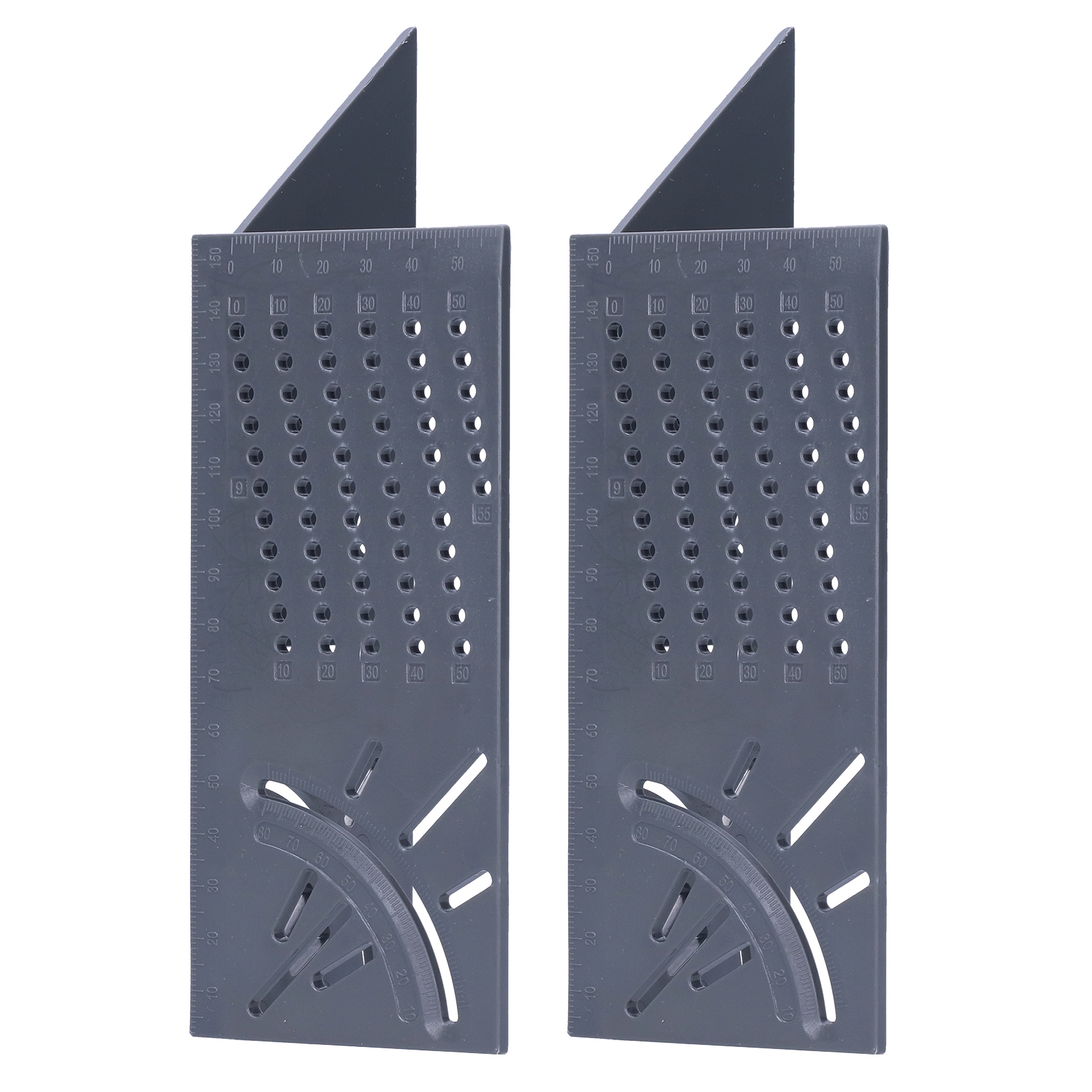 2 Stück 3d-winkelmesser, Grau, Multifunktionale Messwerkzeuge Für Die Holzbearbeitung, 20 X 7 X 6,5 Cm