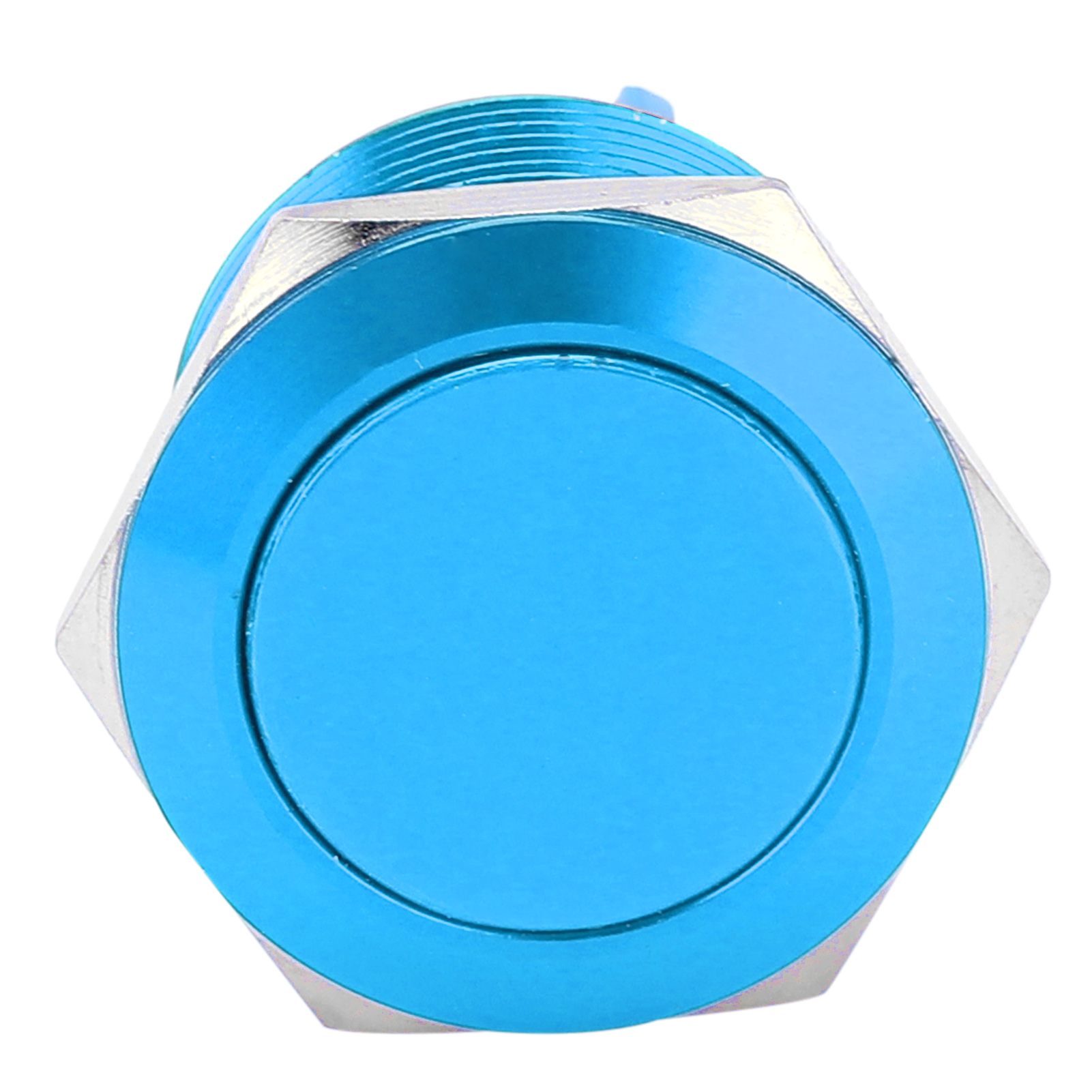 Metall-druckknopfschalter, Flachkopf, Volloxidation, Selbstrückstellung, Jog-schraube, Fuß-leistungssteuerung, 19 Mm (blau)