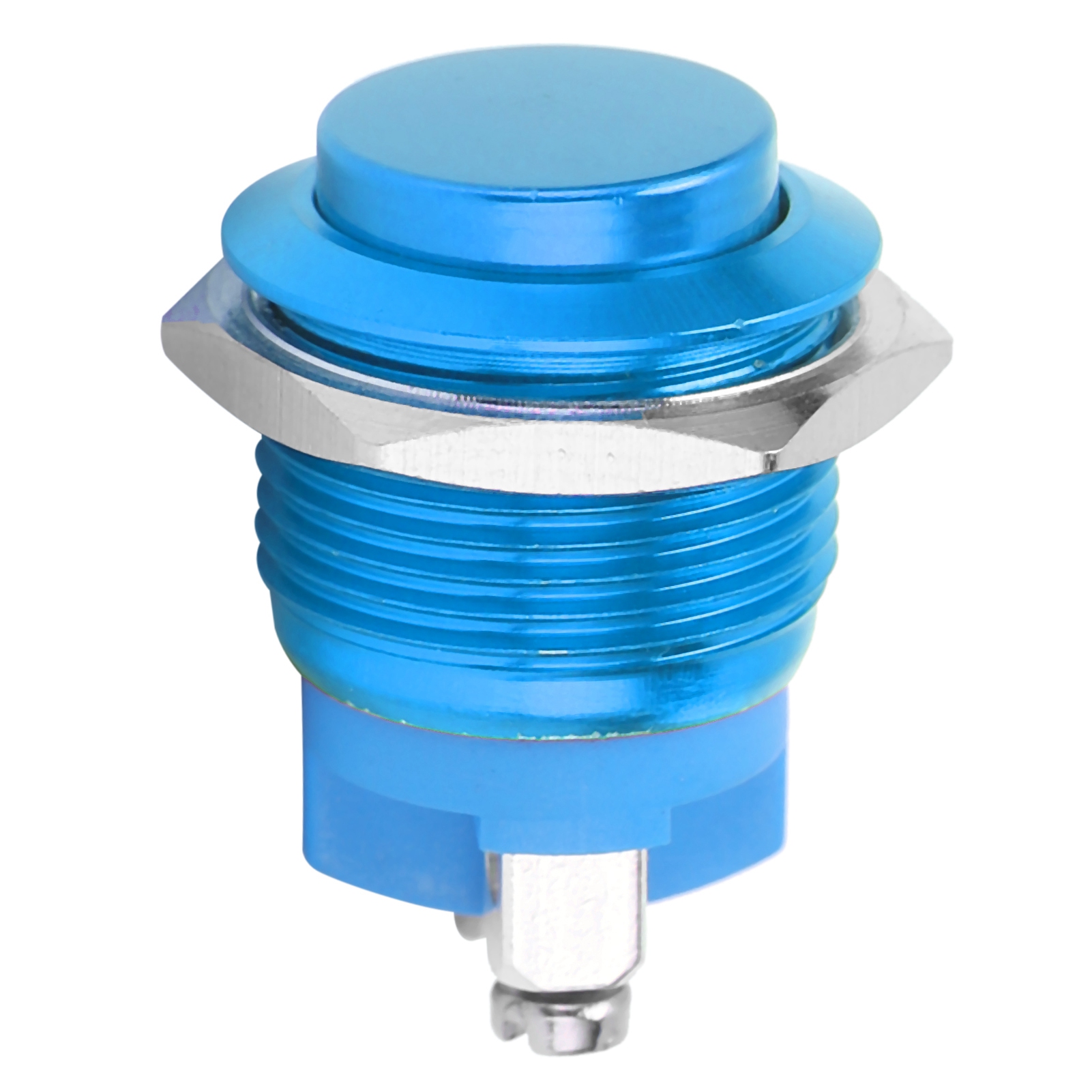 Metall-drucktaster, Wasserdicht, Edelstahl, Selbstrückstellend, Normalerweise Offen, 16 Mm, 220 V (blau)