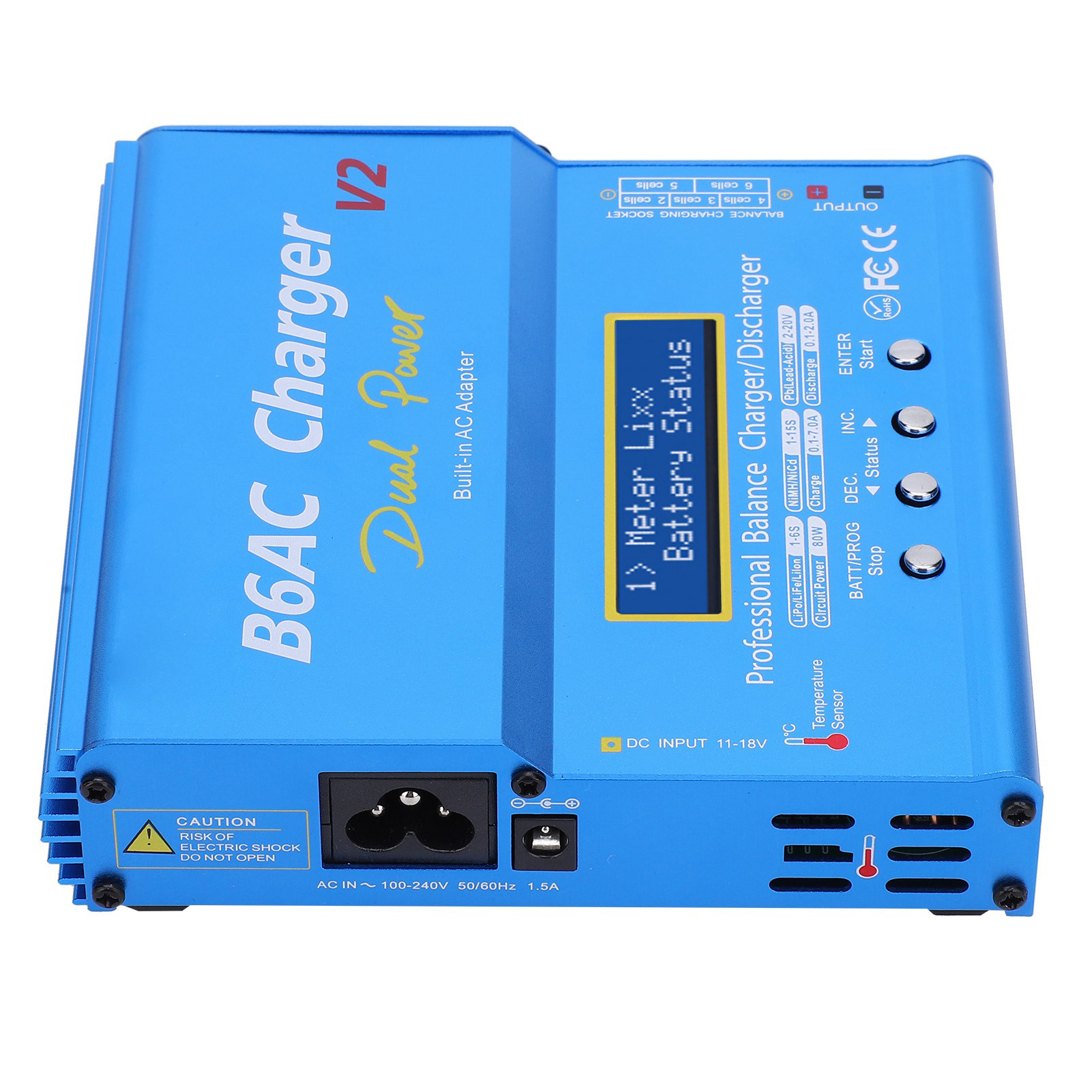 Intelligentes Balance-ladegerät/entladegerät Aus Aluminiumlegierung Mit Ladekabel, 80 W, 7 A, B6ac V2, Blauer Eu-stecker, 220 V