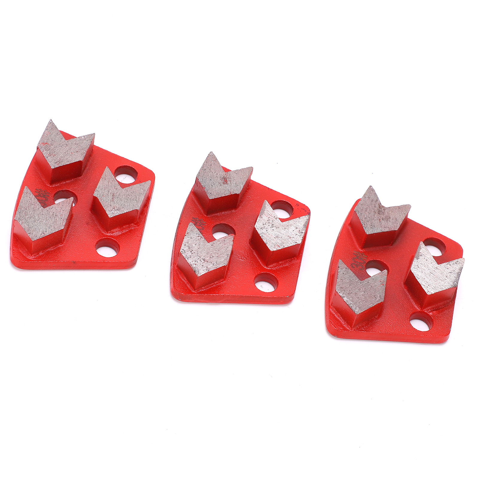 3 Stück Diamantschleifschuhe, Trapezförmig, Für Aggressives Betonschneiden, 3 Pfeilzähne, Rot, 30
