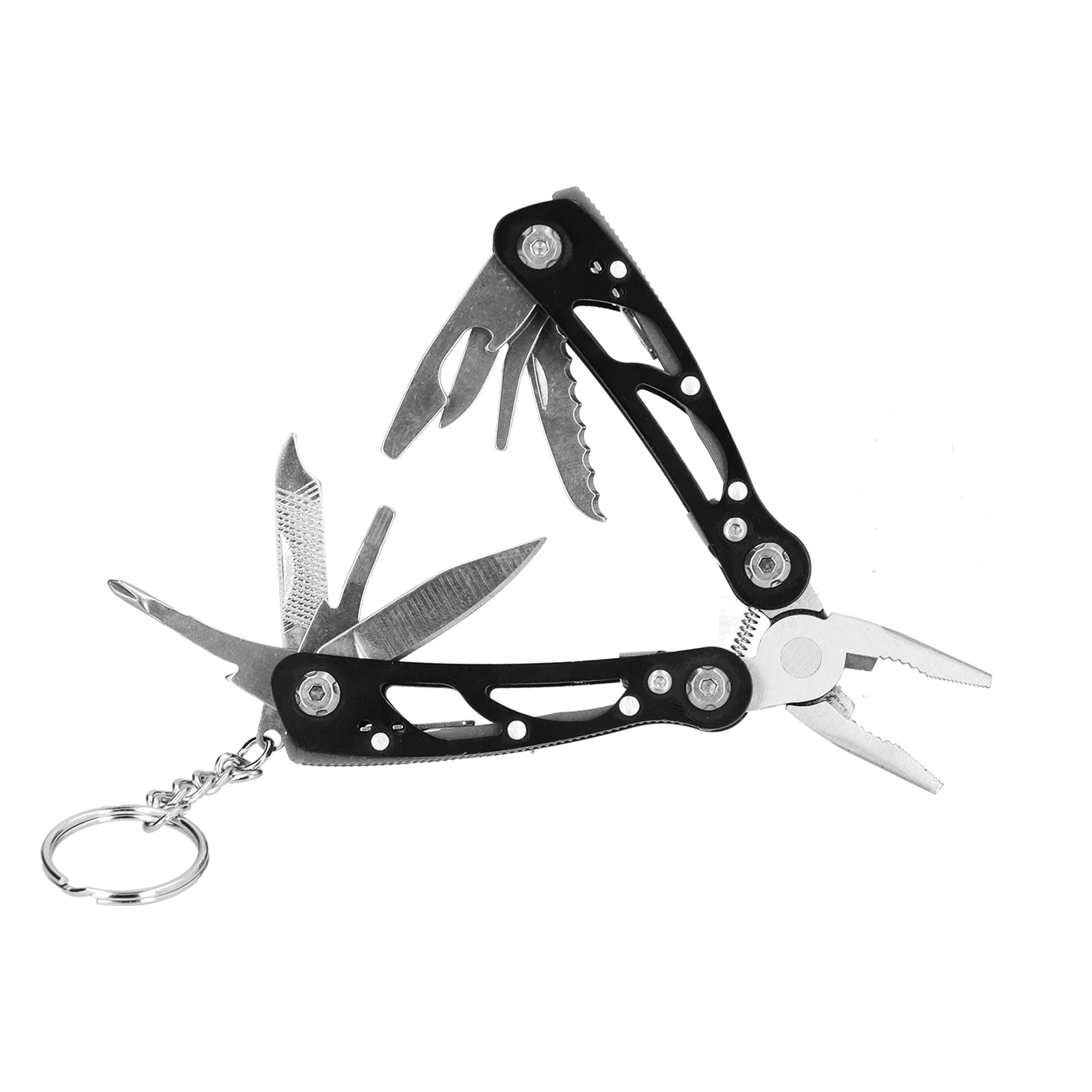 Multifunktionale Klappzange, Mini-multitool, Schlüsselanhänger, Edc-werkzeug, Handbuch, Hardware, Schwarz