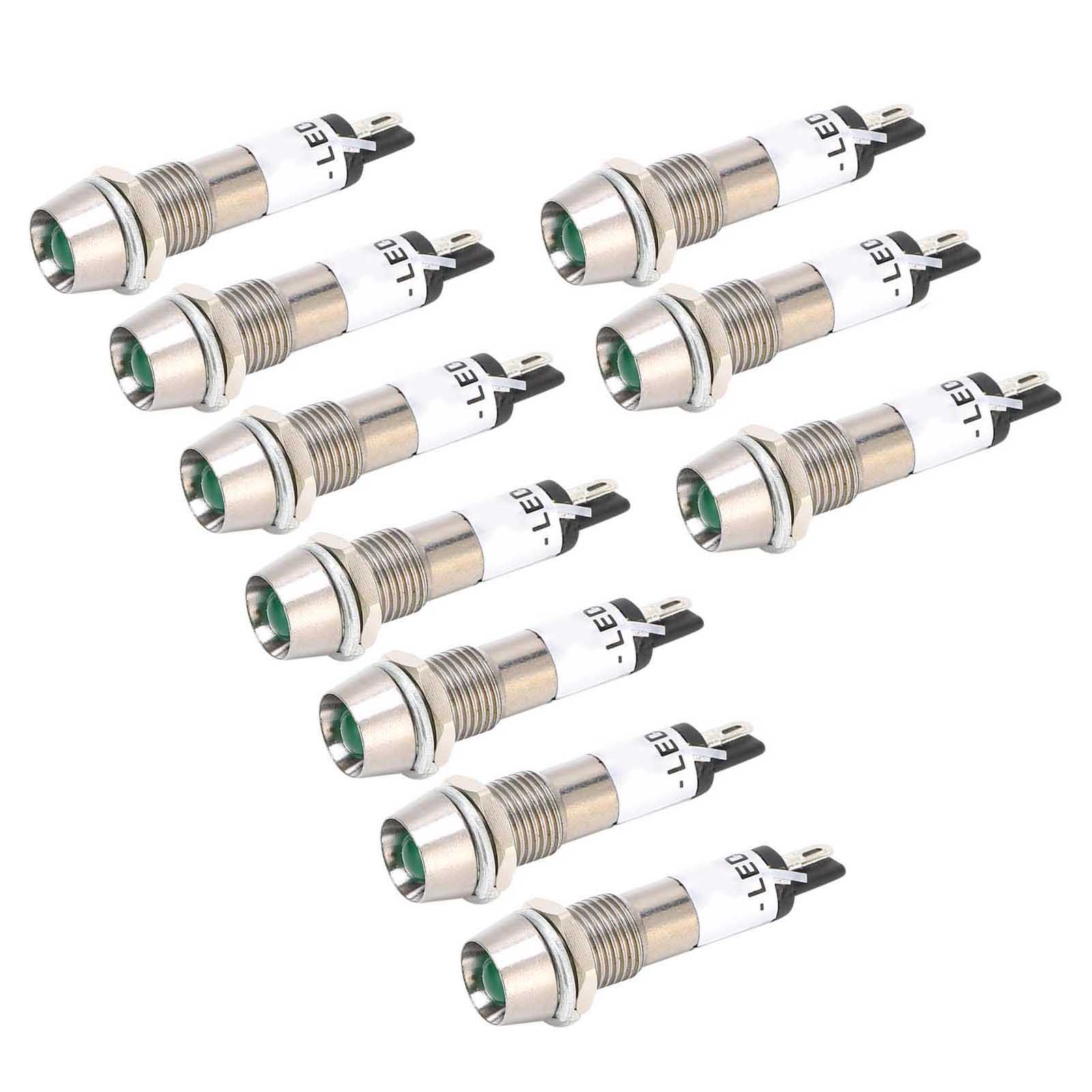 10 Stück Dc 24v Kontrollleuchte/signallampe, Edelstahlgehäuse, 8mm Signalbirne, Grün