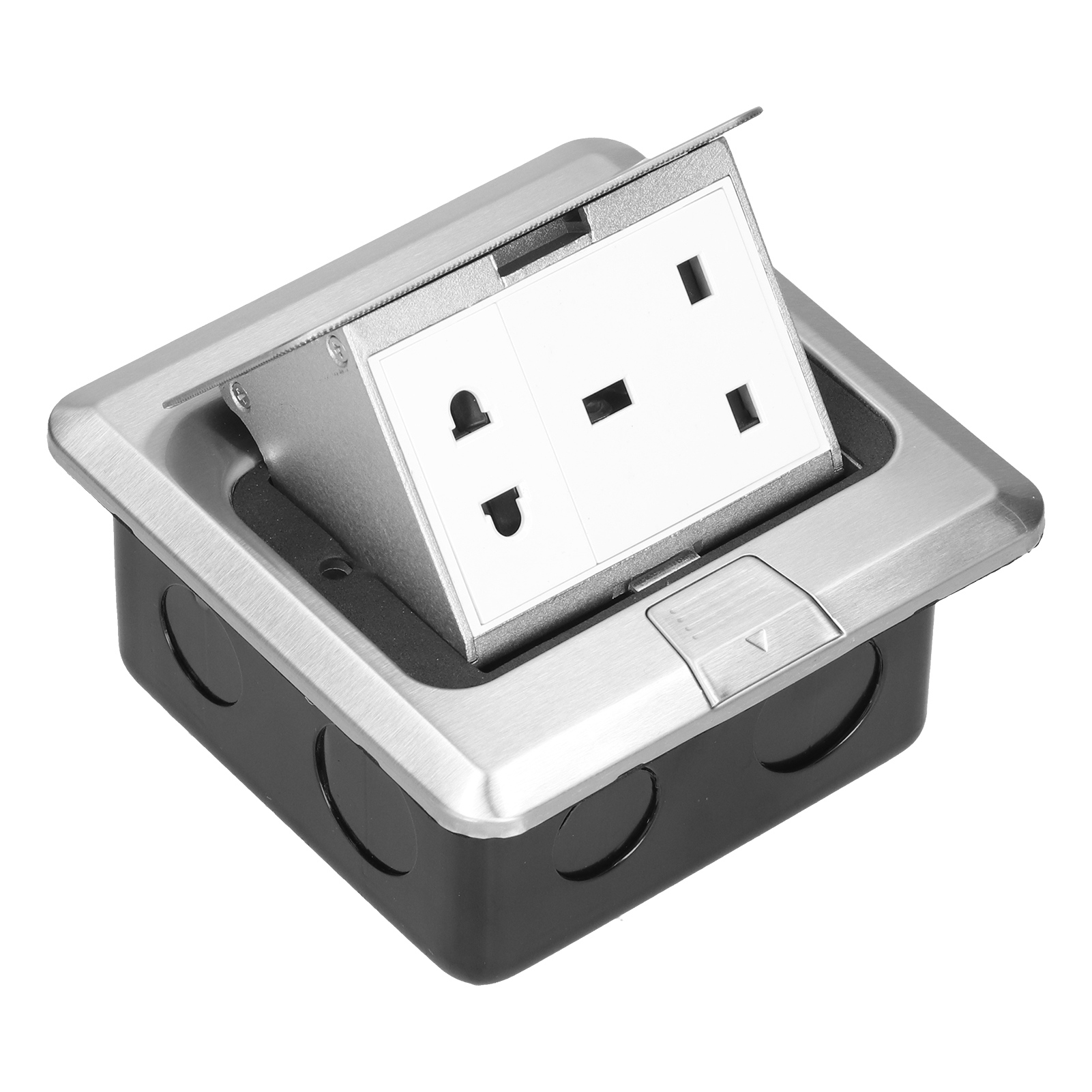 Bodensteckdose, Versenkbar, Edelstahl, Uk-standard, 2-loch-netzstecker, 250 V, 13 A