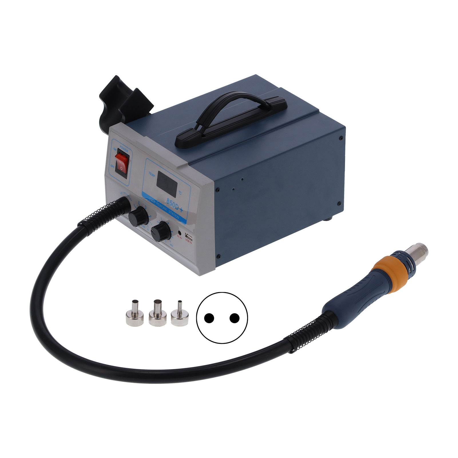 850d Heißluft-entlötstation Mit Led-digitalanzeige, Demontage- Und Nachbearbeitungsstation Für Bauteile, Eu-stecker, 220 V Ac