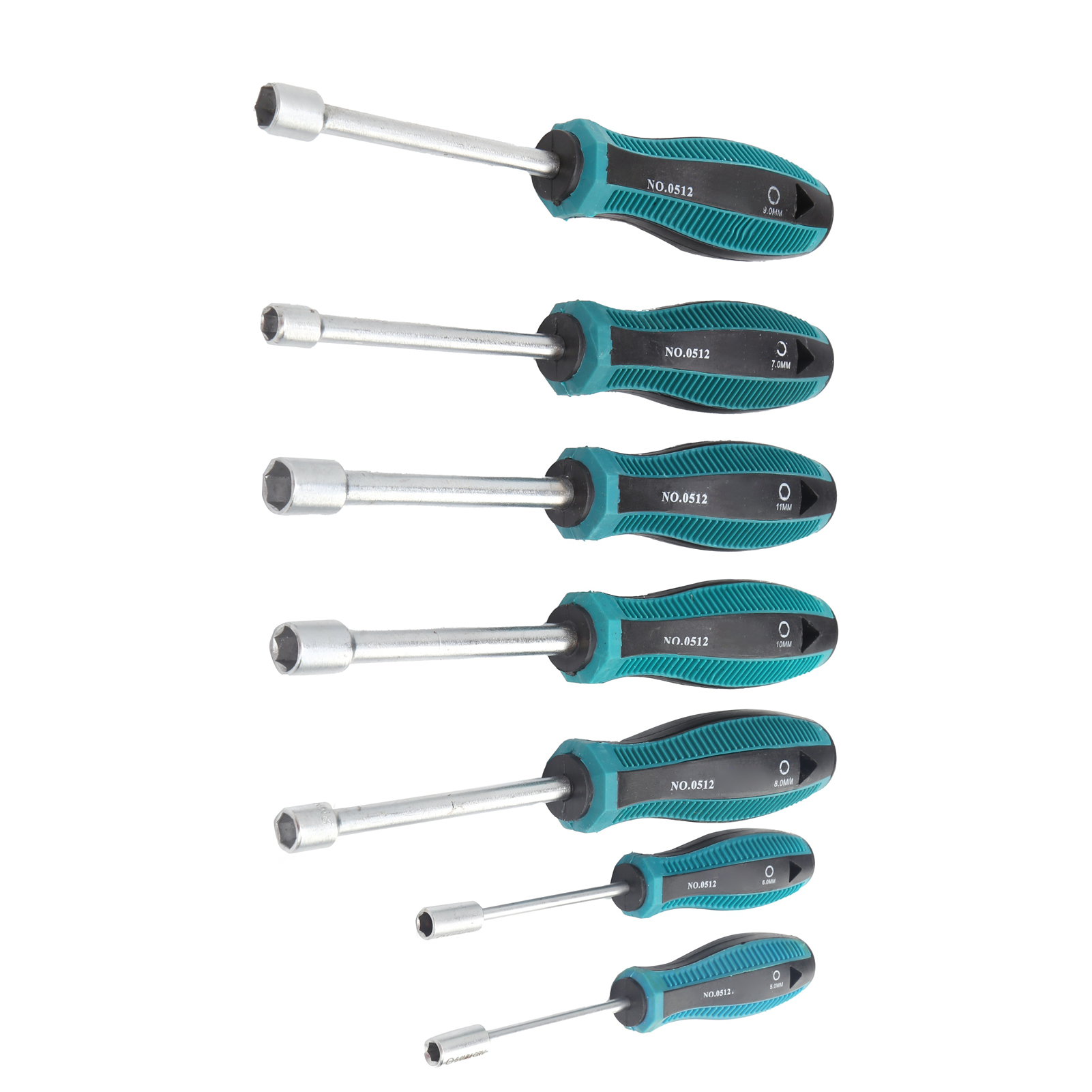 7-teiliges Set Aus Sechskant-steckschraubendrehern Nr. 45 Aus Stahl Mit Rutschfestem Griff Und Aufbewahrungstasche.