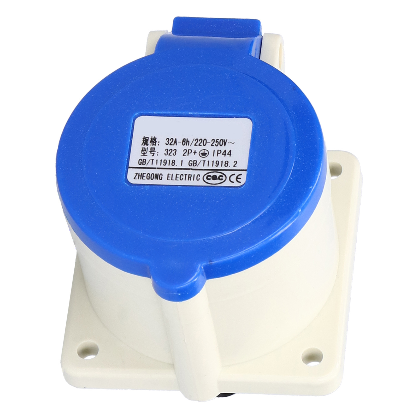 2 Stück 3-polige Steckdose, 2-phasig, Industrietauglich, Verdeckt, Gerader Stecker, 220–250 V, 32 A, 2p+e, Ip44