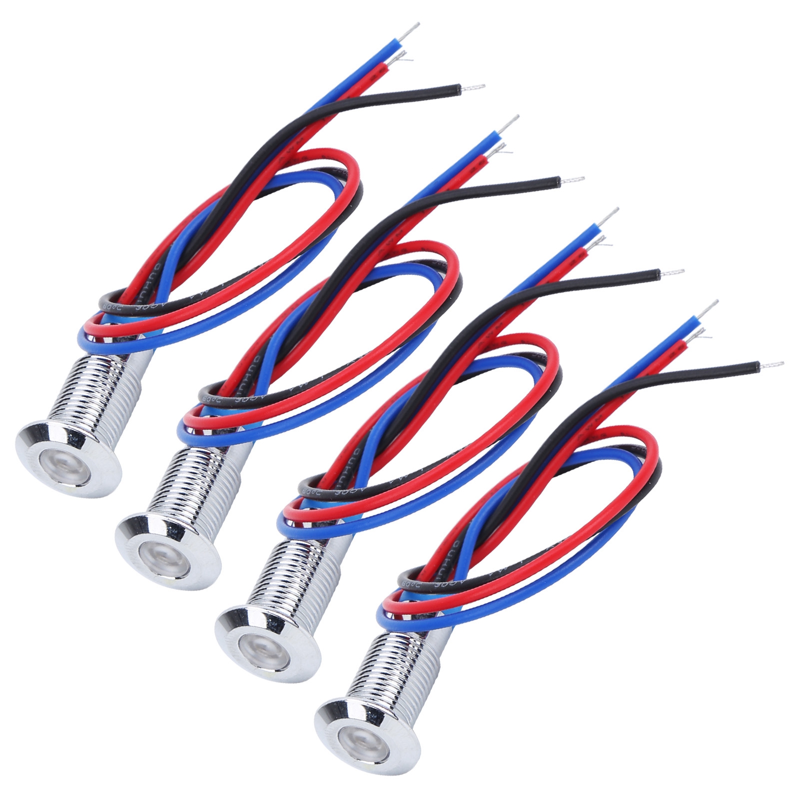 4er-set Led-anzeigeleuchte, Signal, Gemeinsame Anode, Wasserdicht, Metall, 2 Farben, 8 Mm, 1224 V (rot, Blau)