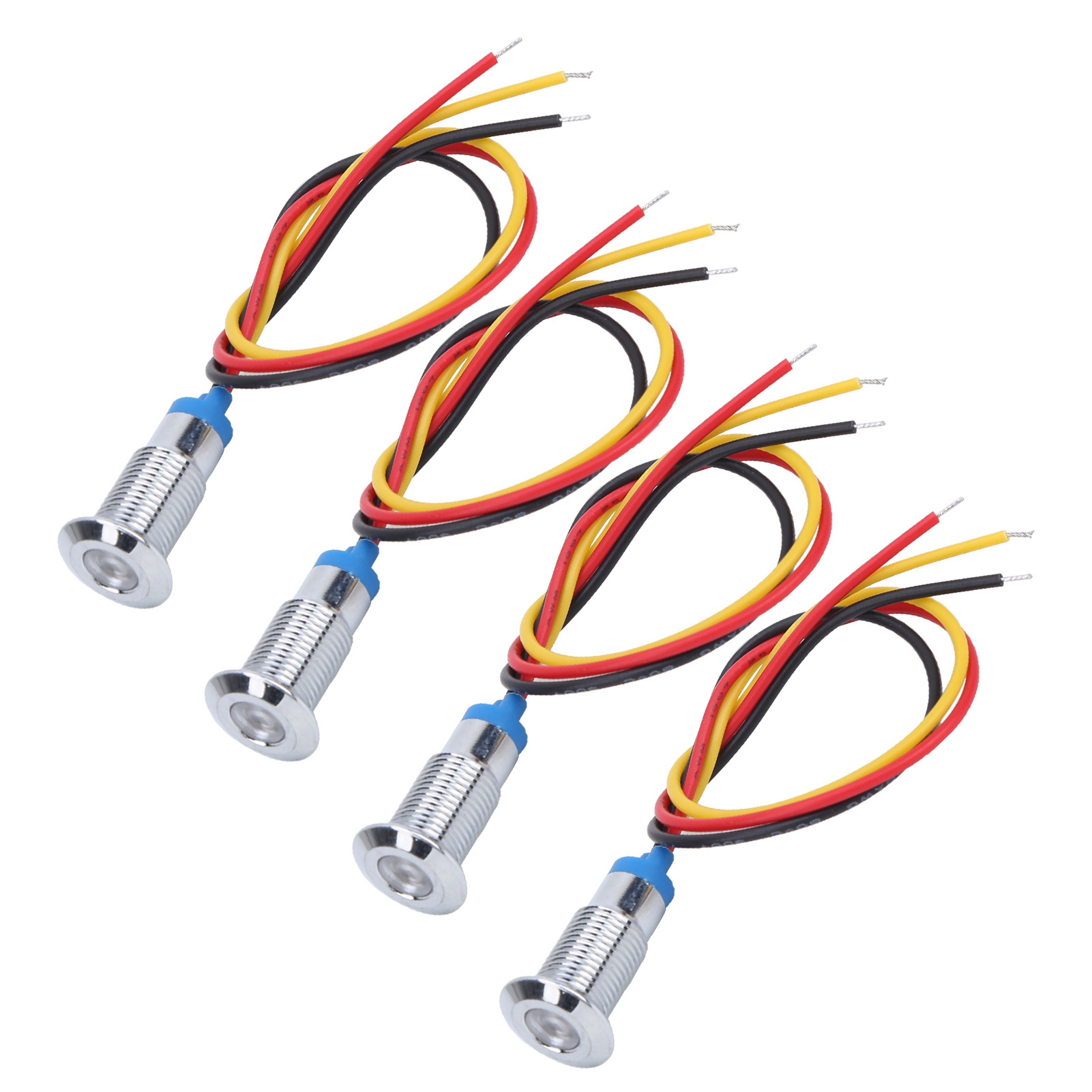 4er-set Led-anzeigeleuchte, Signal, Gemeinsame Anode, Wasserdicht, Metall, 2 Farben, 8 Mm, 1224 V (rot, Gelb)