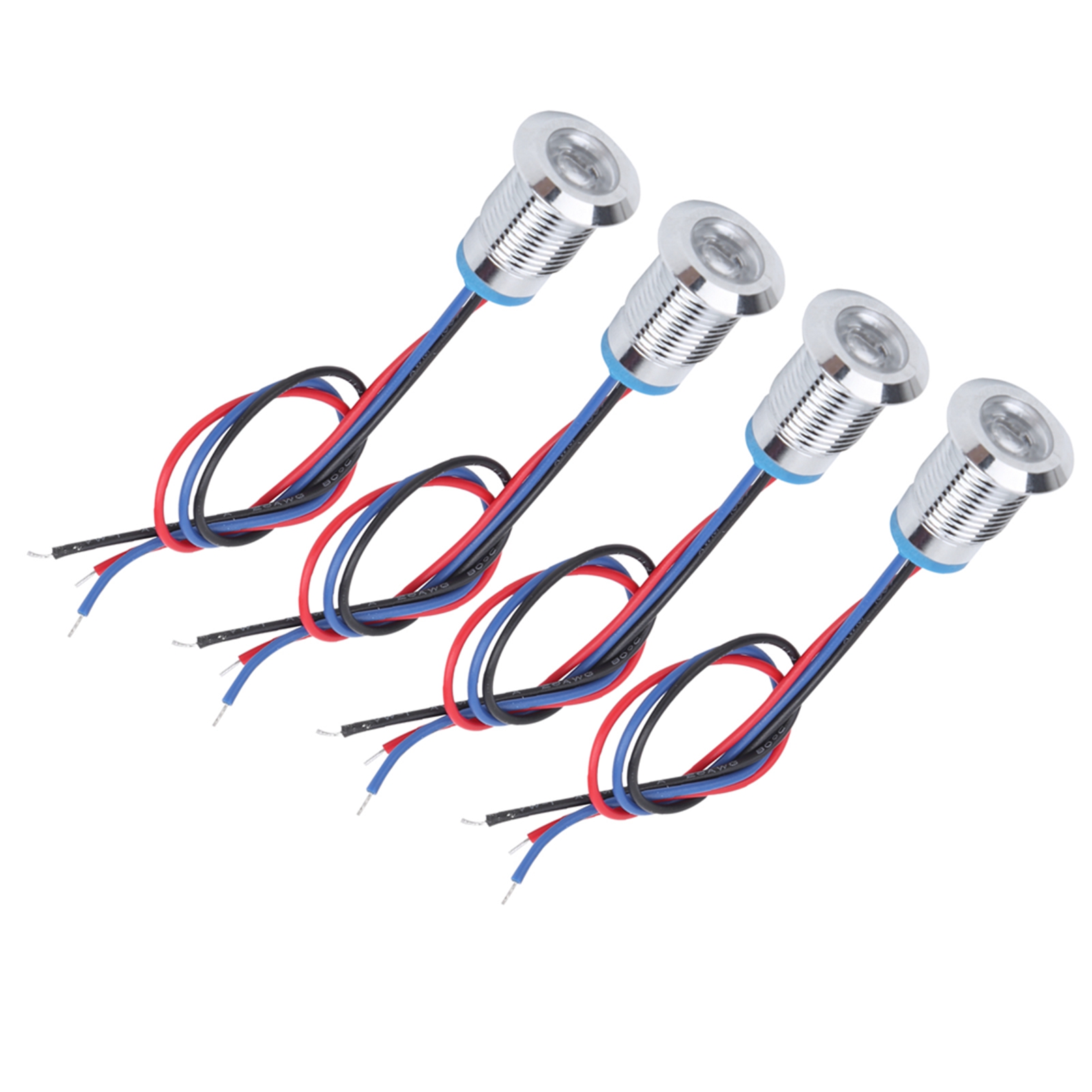 4 Sets Vorverdrahtete Runde Leds, Wasserdicht, Metall, 2-farben-anzeige, Gemeinsame Kathode, 12 Mm, 1224 V (rot Und Blau)