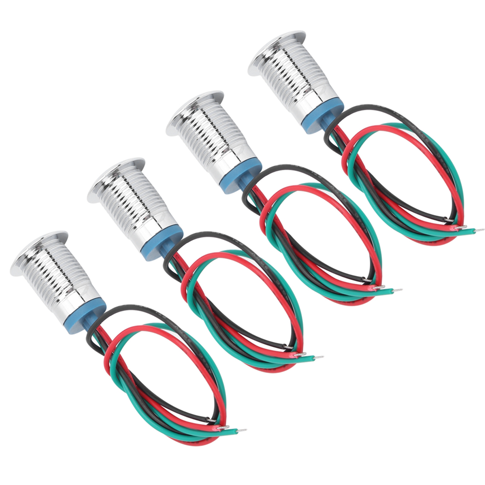4 Sets Vorverdrahtete Runde Leds, Wasserdicht, Metall, 2-farben-anzeige, Gemeinsame Kathode, 12 Mm, 1224 V (rot Und Grün)