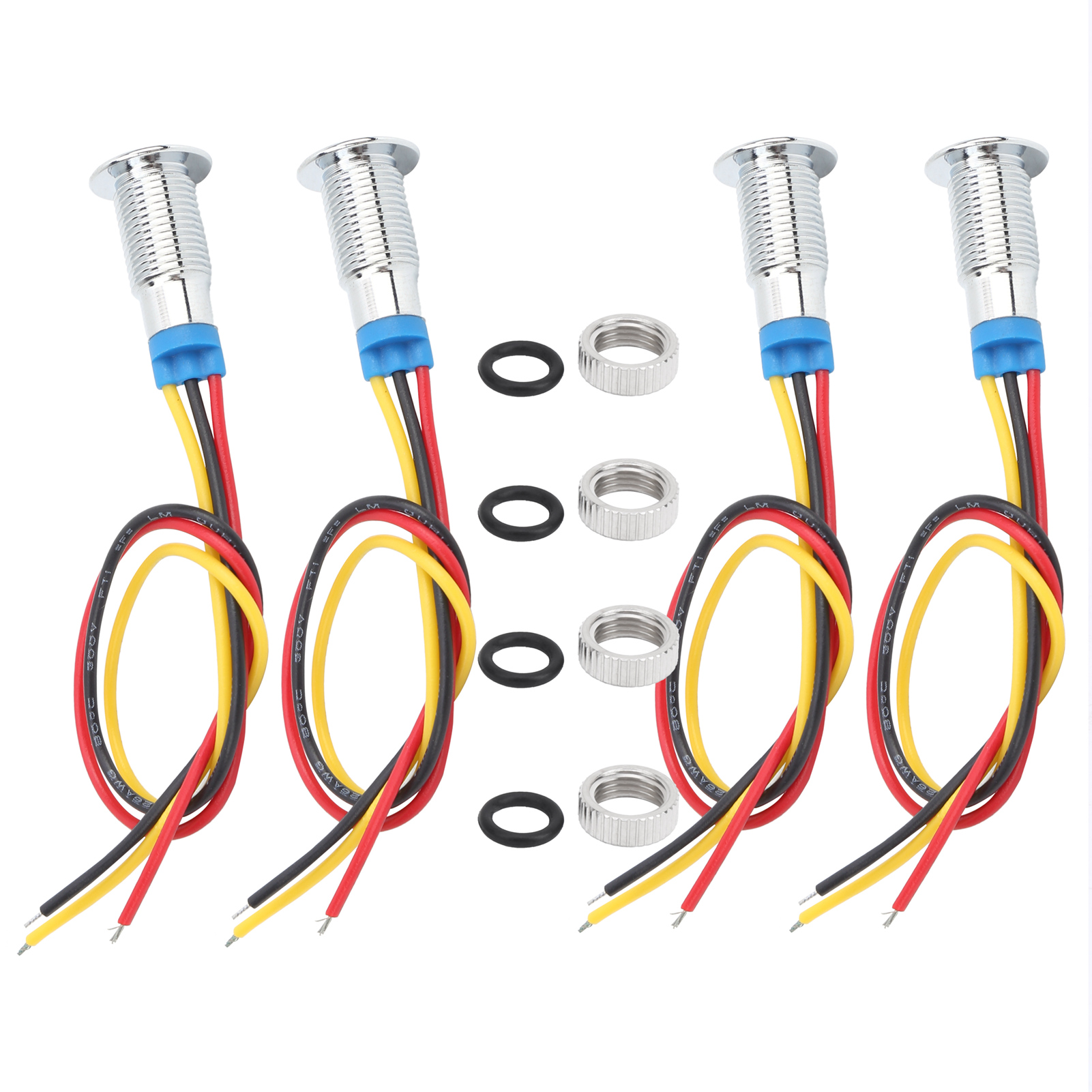 4 Sets Vorverdrahtete Runde Leds, 2-farbig, Wasserdicht, Metallleuchten, Gemeinsame Kathode, 8 Mm, 36 V (rot Und Gelb)