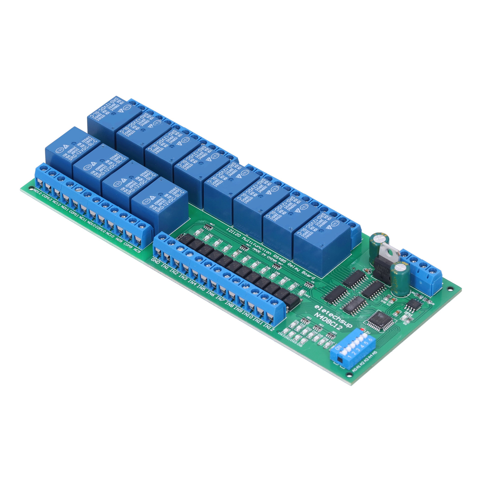 Relaismodul Rs485 Isoliert 12‑in 12‑out Rtu-protokoll Din35 Sps-komponenten N4d8c12 12v