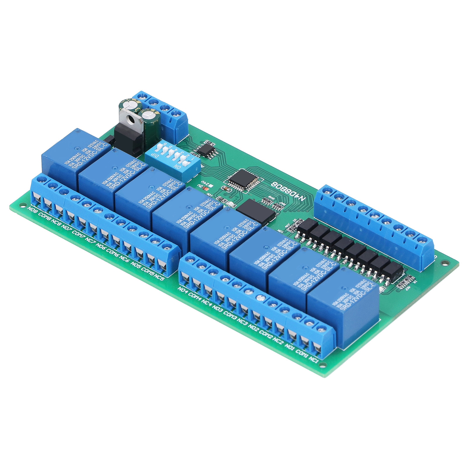 Rs485-relaismodul, 8 Eingänge, 8 Ausgänge, Din35-schienengehäuse, Sps-erweiterungsplatine, Komponenten N4d8b08-r, 12 V