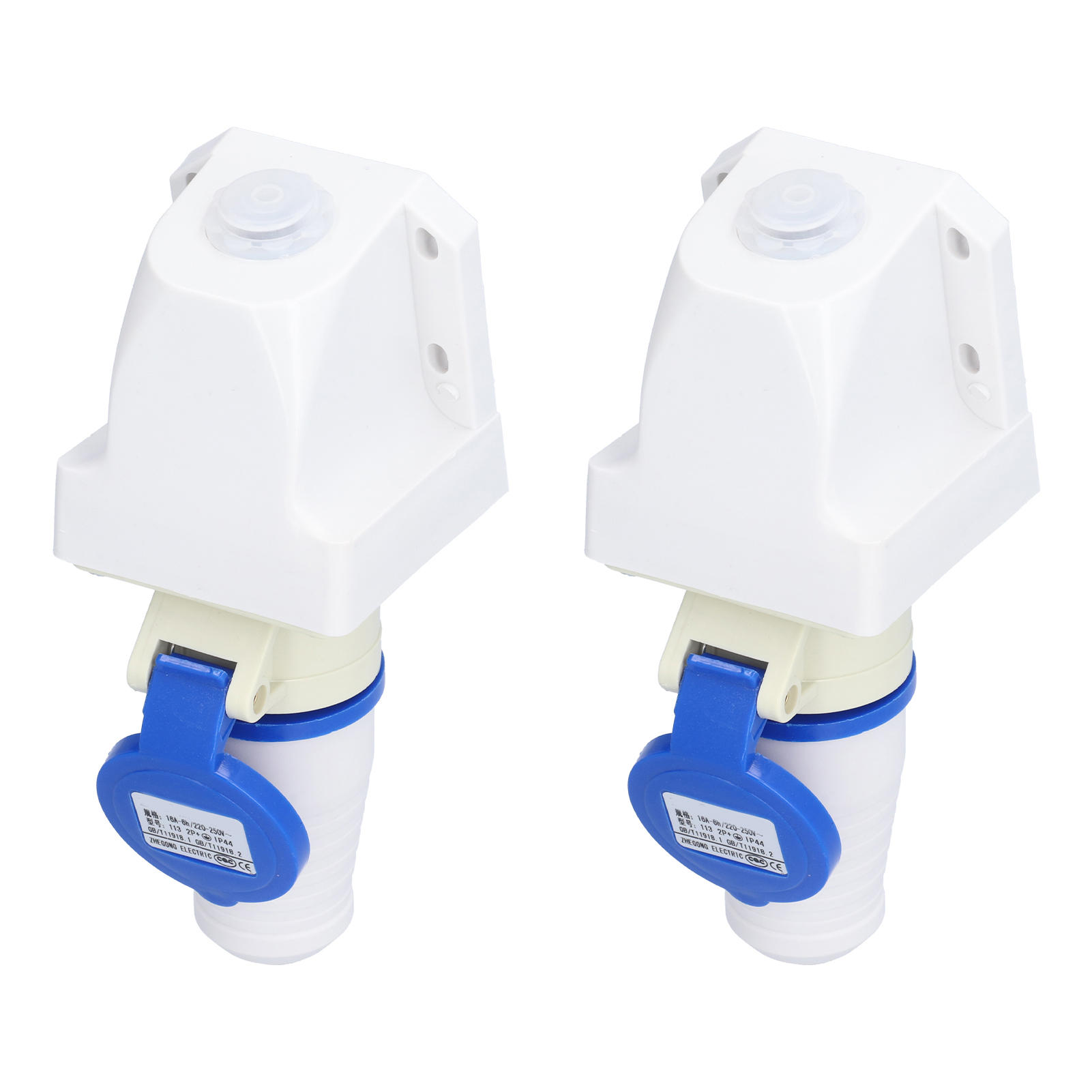 2er-set Industrie-steckdosen, 3-poliger Rundstecker, Zubehör, 220–250 V, 16 A, 2p+e