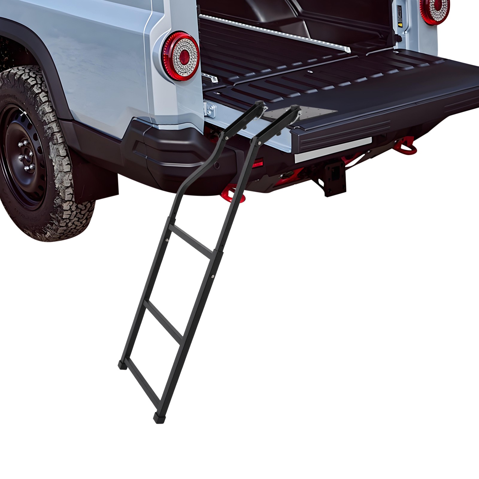Heckklappenleiter Für Pick-ups, Zubehör Für Kleintransporter Mit Heckklappenleiter (70 Bis 115 Cm), Tragkraft 300 Kg, Für Die Meisten Pick-ups Und Kleintransporter