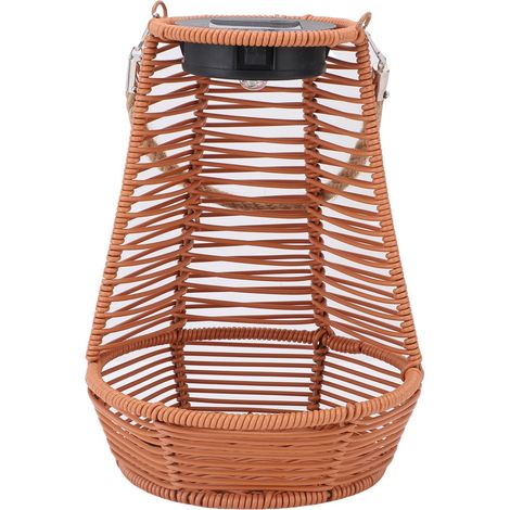Hängender Solar-rattan-pflanzkasten, Wasserdichte Außenlaterne, Für Terrasse Und Balkon, Braun