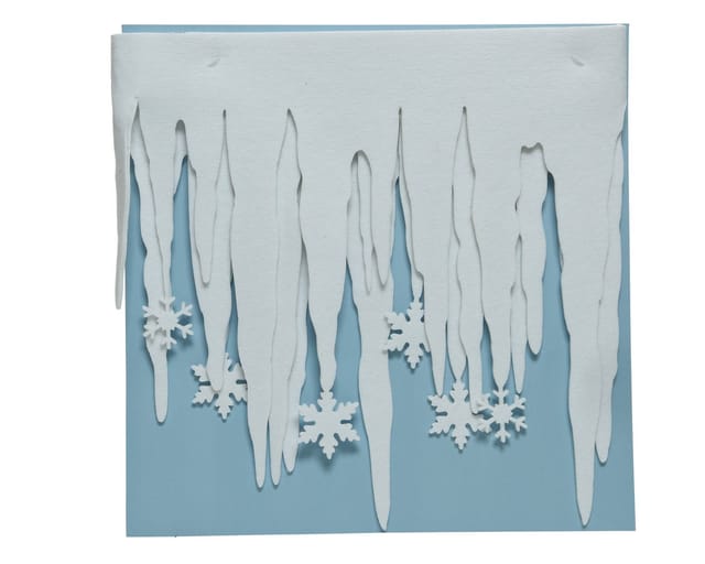 Filz Eiszapfenrand Flocken 200x34cm,weiss