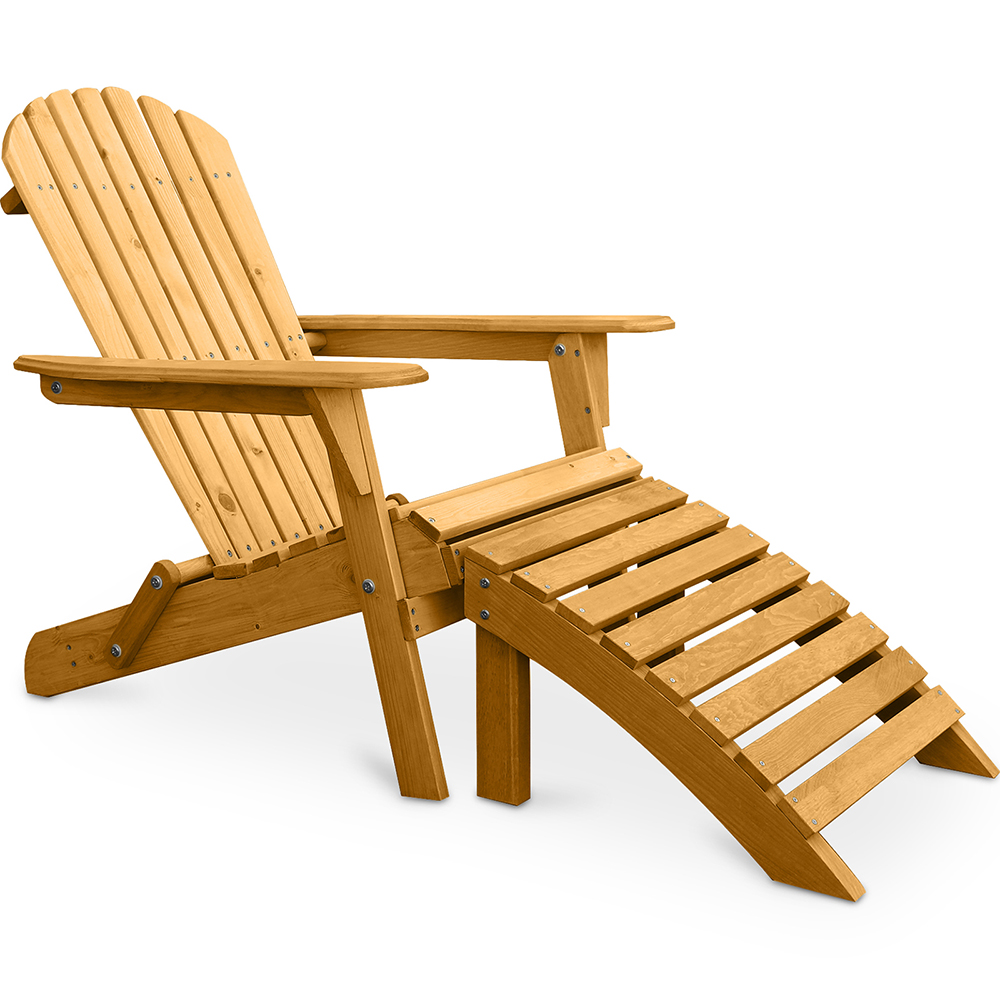 Liegestuhl Mit Fußstütze - Gartenstuhl Aus Holz - Alana Natural Wood