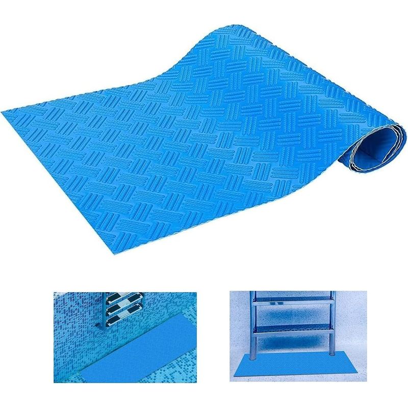 Schwimmbadleitermatte, Rutschfeste Schwimmbadstufenmatte, Strukturierte Rutschfeste Schwimmbadleitermatte, Schwimmbadzubehör (polnisches Muster 90x40cm)
