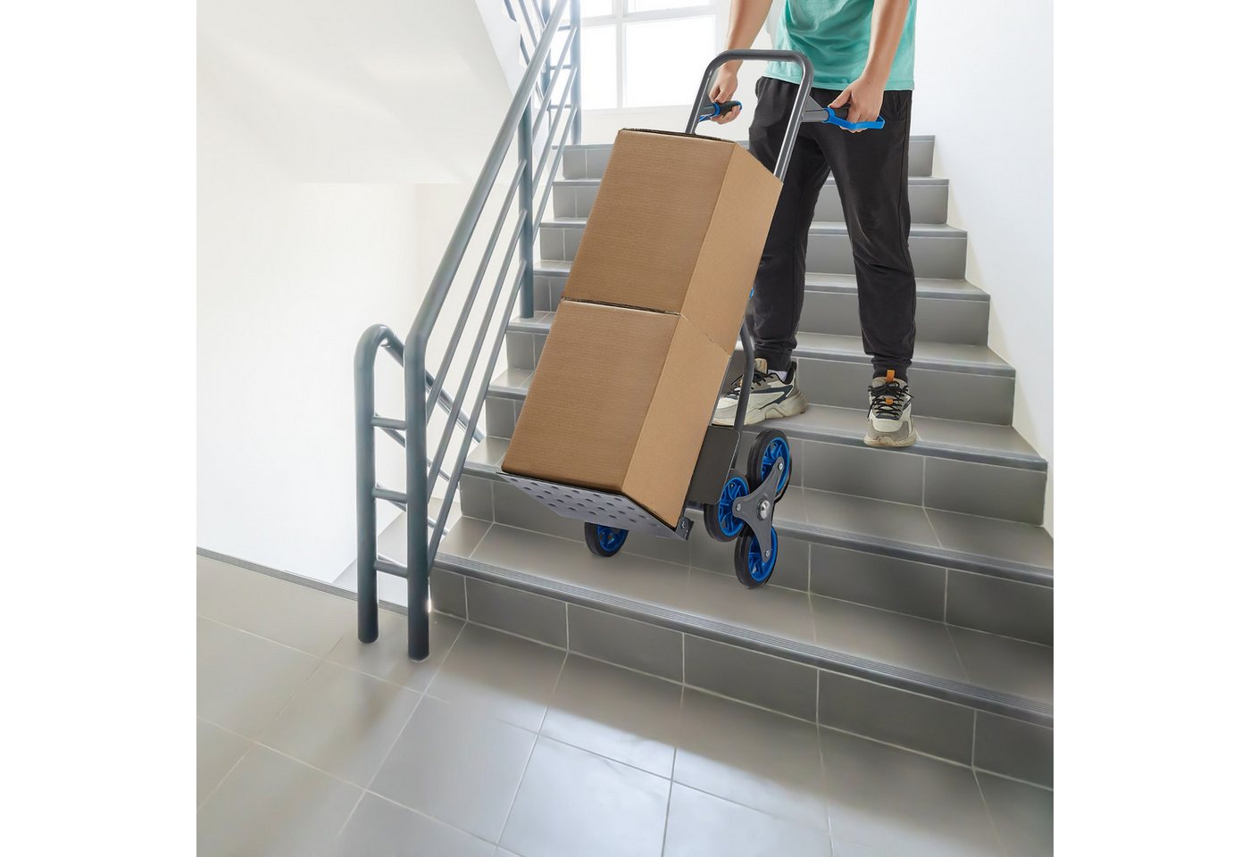 Arebos - Treppenkarre Sackkarre Treppensackkarre Klappbar Treppensteiger Mit Hartgummireifen & Stahlrahmen Transportkarre Staplerkarre Transportwagen Für Umzug & Schwere Gegenstände Anthrazit Bild 4