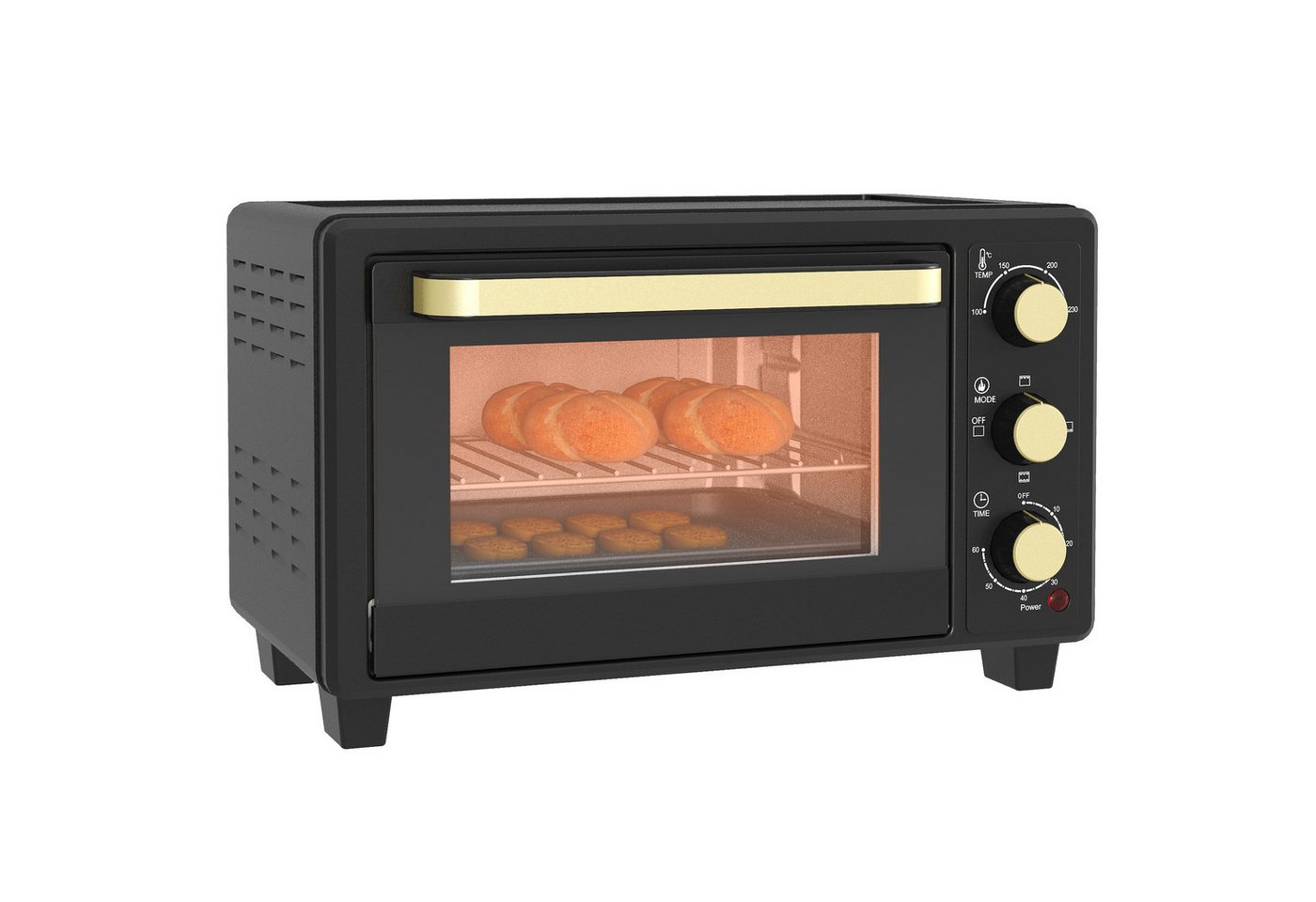 HOMCOM Minibackofen Metall Gehärtetes Glas Schwarz 44L x 32B x 28,1H cm Bild 3