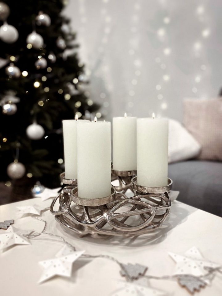 Kobolo Kerzenhalter Adventskranz Dekokranz Metall für 4 Kerzen Bild 4