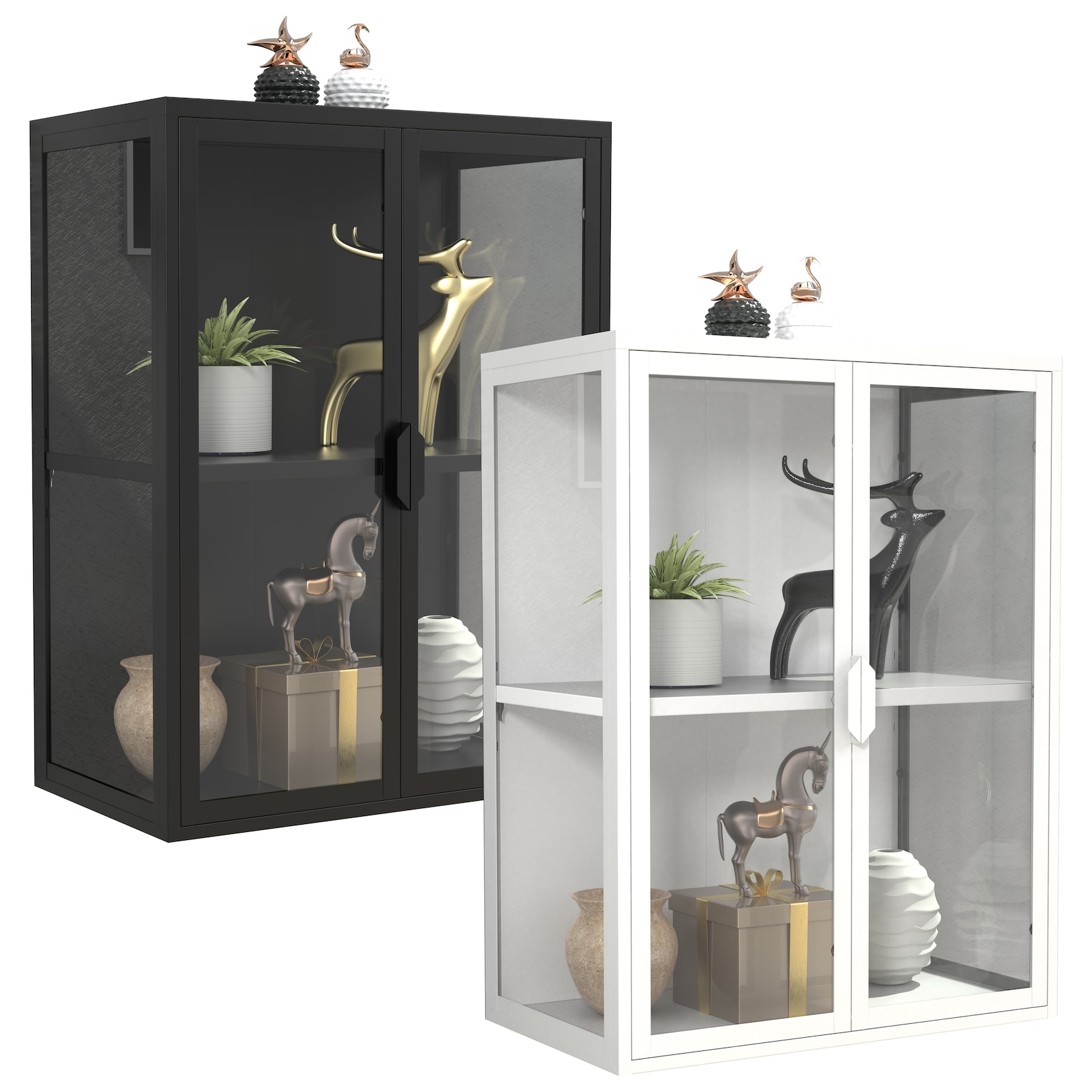 ebuy24 FlokasVM Vitrinenschrank Wandhängend 2 Türen Weiß