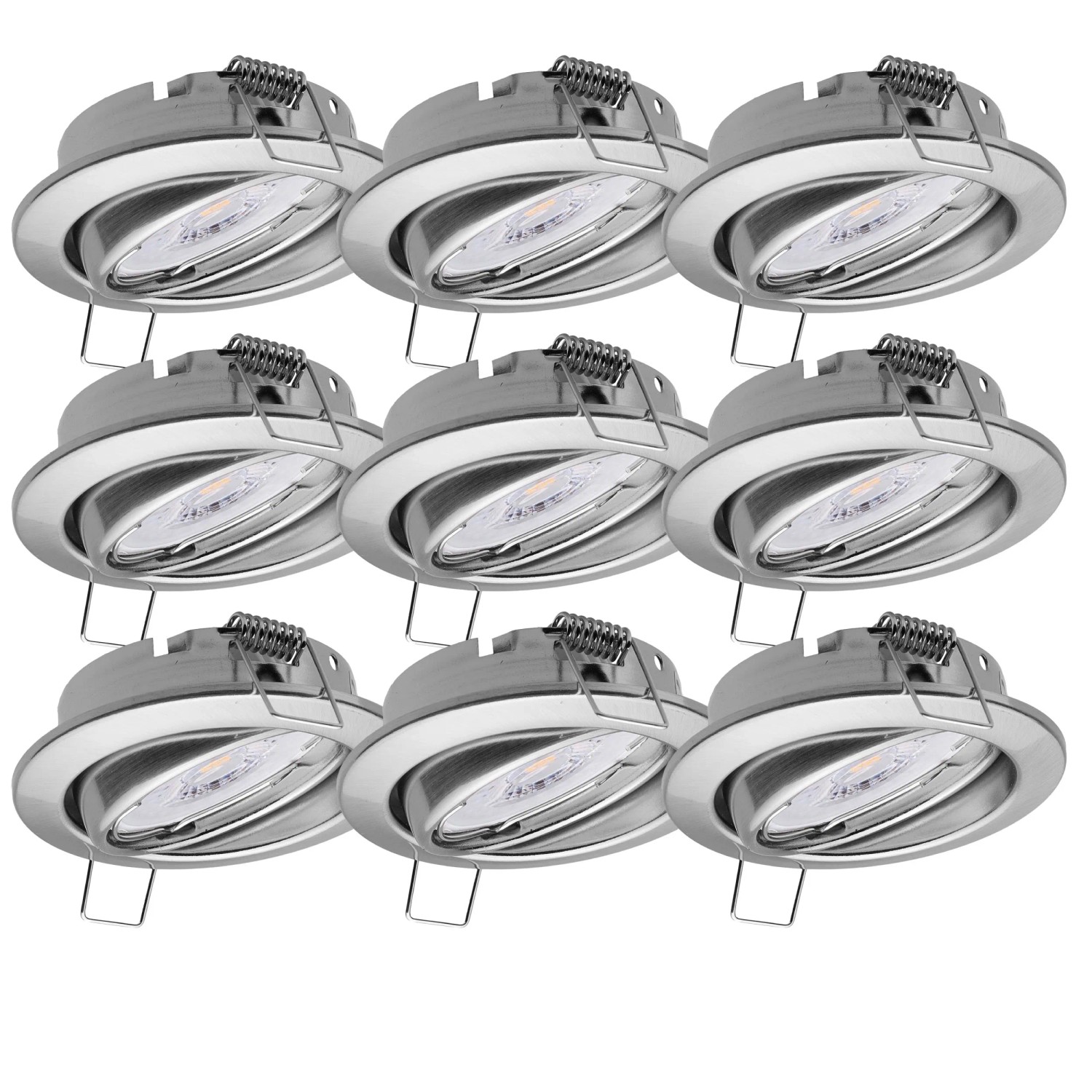 Oktaplex 9er Set LED Spot Dijon Schwenkbar inkl. LED Modul Warmweiß 2700K Edelstahl Gebürstet Spot