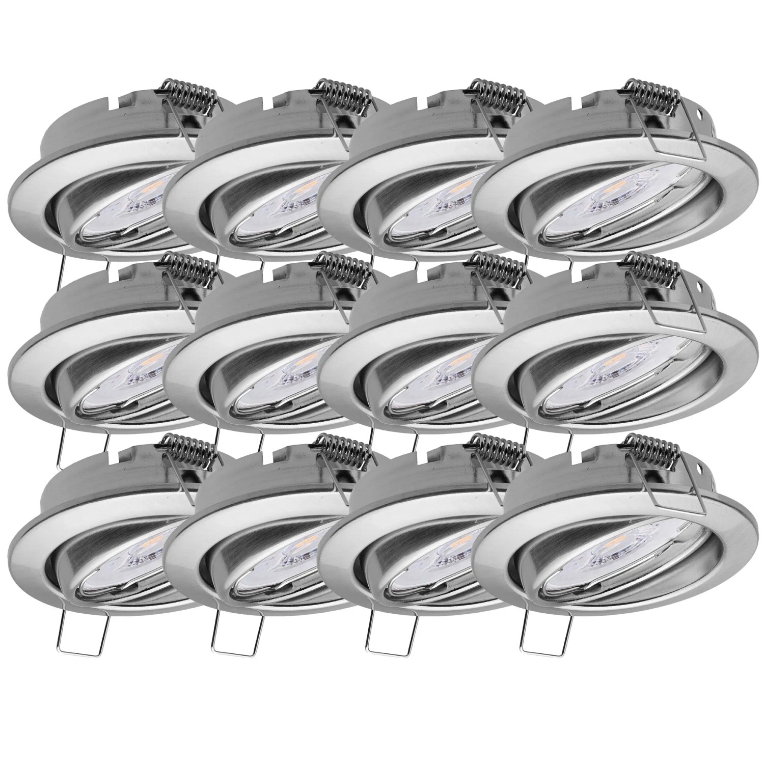 Oktaplex 12er Set Einbauleuchte Dijon Schwenkbar inkl. LED Modul Warmweiß Edelstahl Gebürstet Deckenstrahler