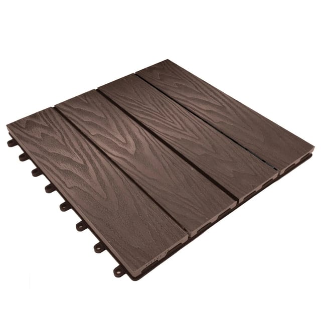 Floordirekt WPC Klickfliese Noble 3D Terrassenfliese 30 x 30 cm Braun 11er-Set 1 m²