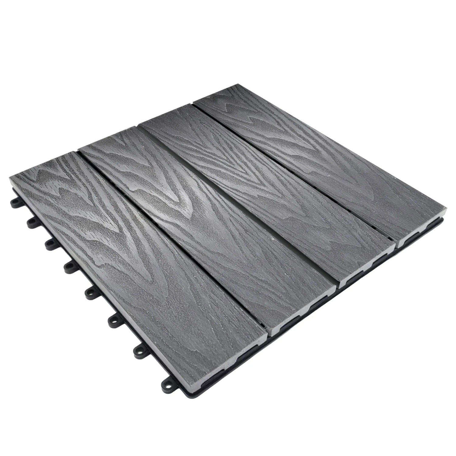 Floordirekt WPC Klickfliese Noble 3D Terrassenfliese 30 x 30 cm Grau 11er-Set 1 m²