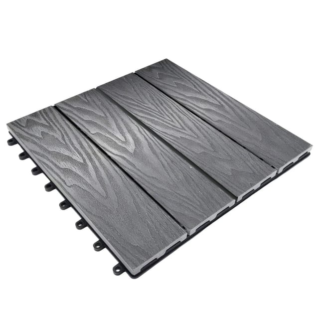Floordirekt WPC Klickfliese Noble 3D Terrassenfliese 30 x 30 cm Grau 11er-Set 1 m²