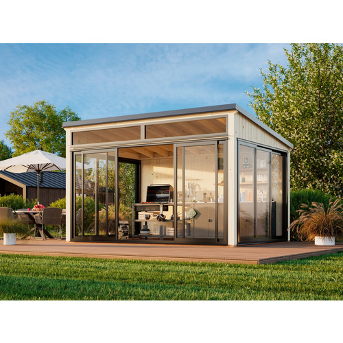 Palmako Holz-Gartenhaus Saga Slide Pultdach Unbehandelt 420 cm x 297 cm 11,6 m² Bild 5
