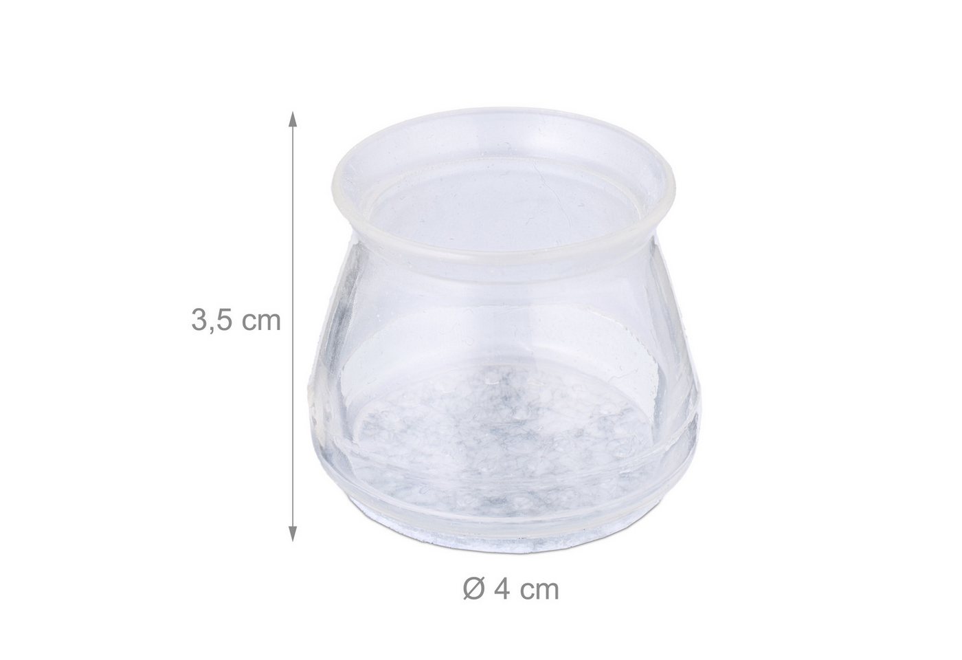 Relaxdays Stuhlbeinkappen 32er Set Kunststoff Filz Transparent Rutschfest Geräuschmindernd 3,5 cm x 4 cm 9 g Bild 2