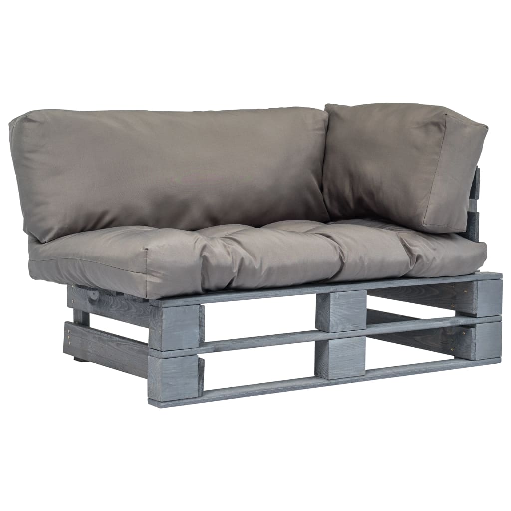 vidaXL Outdoor-Sofa Paletten mit Kissen Grau Kiefernholz 275294