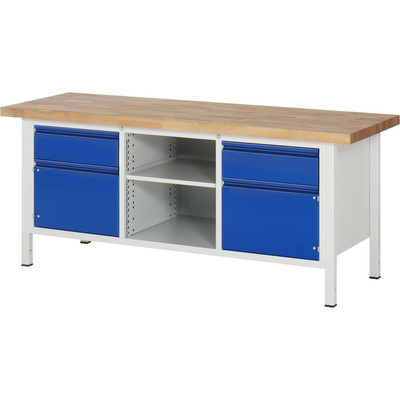 Werkbank BASIC-8561I2 B2000xT700xH840-1040, 2 Schubladen, 2 Türen