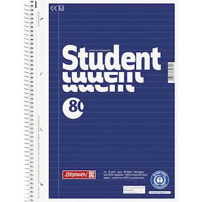 Kollegblock Student, A4, liniert, 70g, orange, 106783101, 80 Blatt, 4-f. gelocht