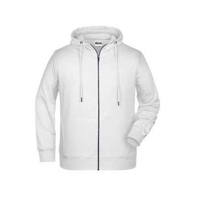 Herren Hoody Sweatjacke 8026, weiß, Größe XL