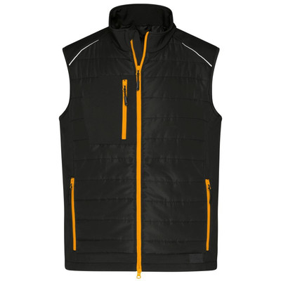 Herren Softshell Hybridweste JN1822, schwarz/neon-orange, Größe M