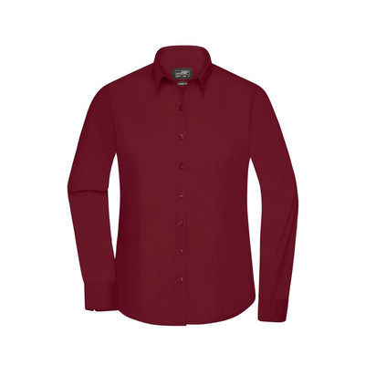 Damenbluse Poplin Langarm JN677, wein-rot, Größe XXL