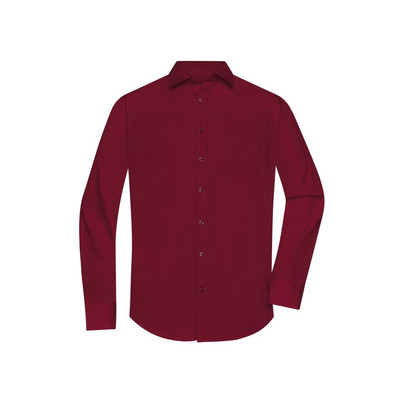 Herrenhemd Poplin Langarm JN678, wein-rot, Größe XXL