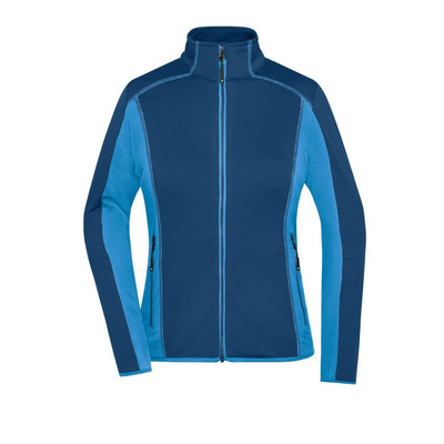 Damen Strukturfleece Jacke JN783, navy-blau/hellblau, Größe M