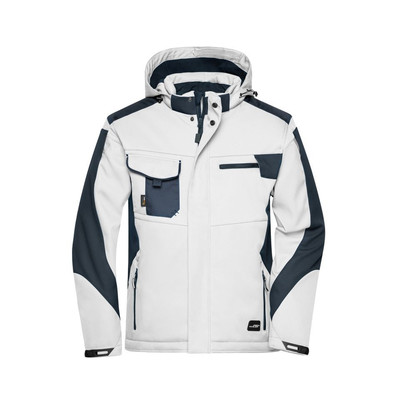 Workwear Winter Softshell Jacke JN824, weiß/carbon, Größe 6XL